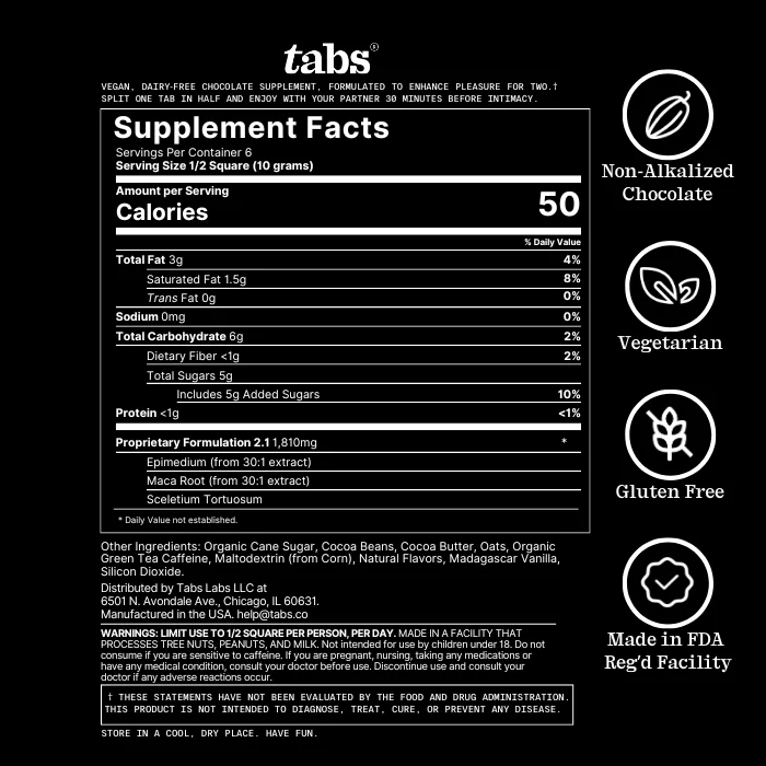 Tabs Supplement Facts